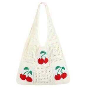 Crochet Tote Bag for Women Aesthetic Crochet Mesh Beach Tote Bag Summer Vacation
